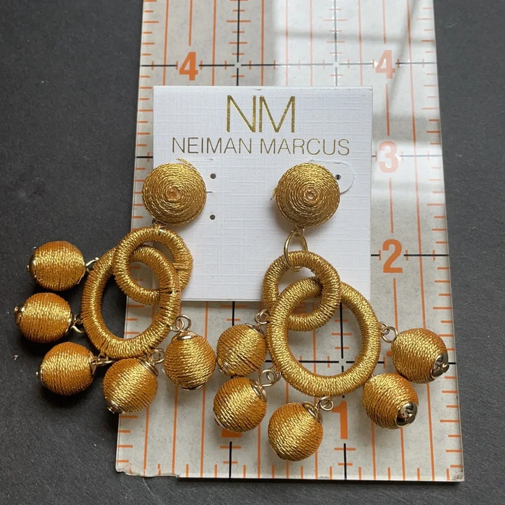 Neiman Marcus Gold Statement Drop Earrings – New With Tags